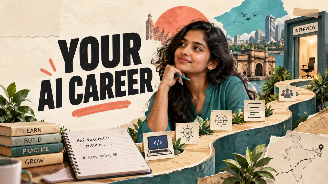 Indian learner exploring an AI career path through skills, projects and first roles