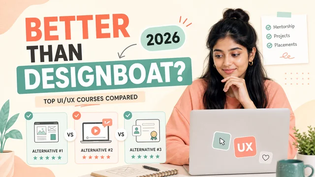Learner comparing UI/UX course options with project and mentoring cards.